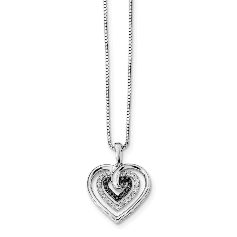 1/4 Ctw Black &amp; White Diamond Triple Heart Necklace in Sterling Silver, Item N10781 by The Black Bow Jewelry Co.