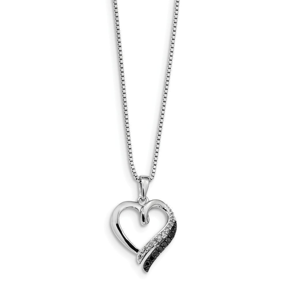 1/5 Cttw Black &amp; White Diamond 17mm Heart Necklace in Sterling Silver, Item N10794 by The Black Bow Jewelry Co.