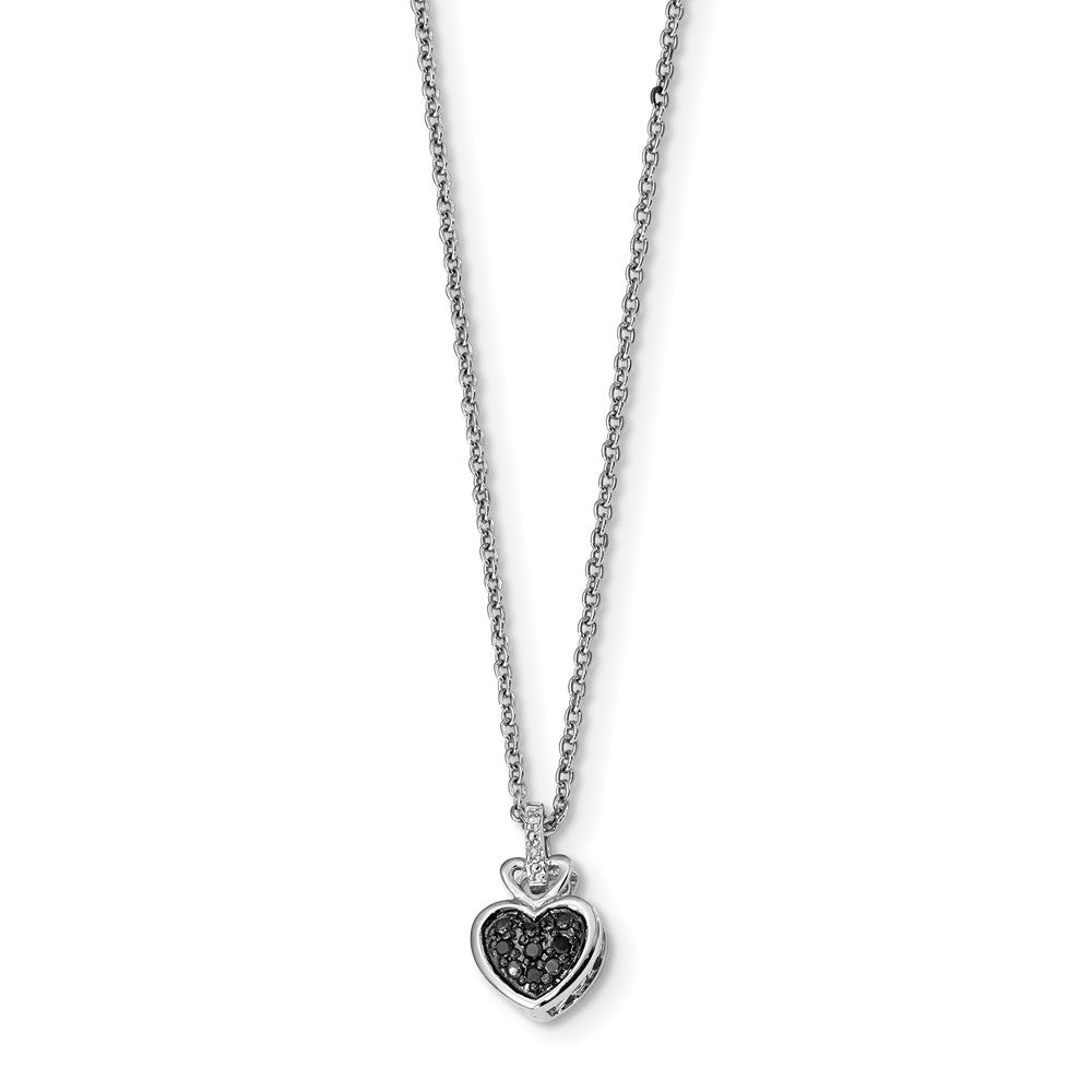 1/20 Ctw Black &amp; White Diamond Small Heart Necklace in Sterling Silver, Item N10800 by The Black Bow Jewelry Co.