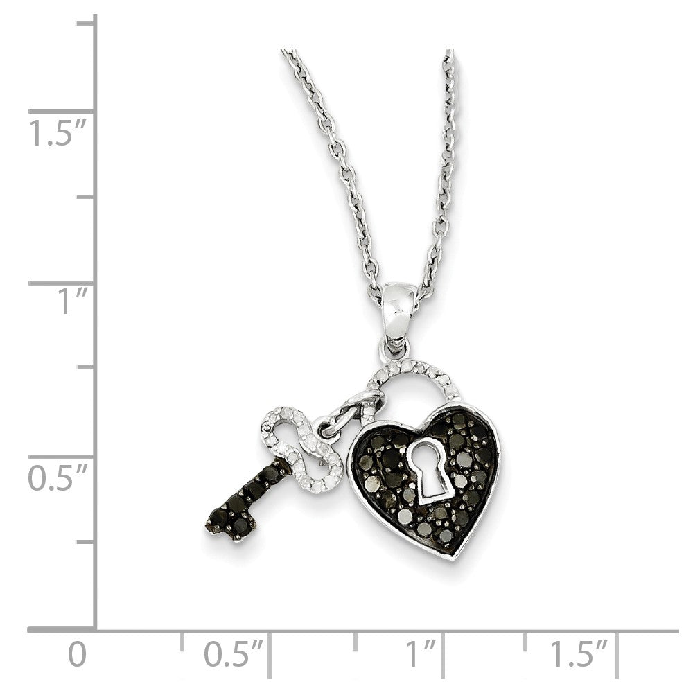 The Black Bow Jewelry Co. Diamond Heart Lock & Key Necklace in Sterling Silver