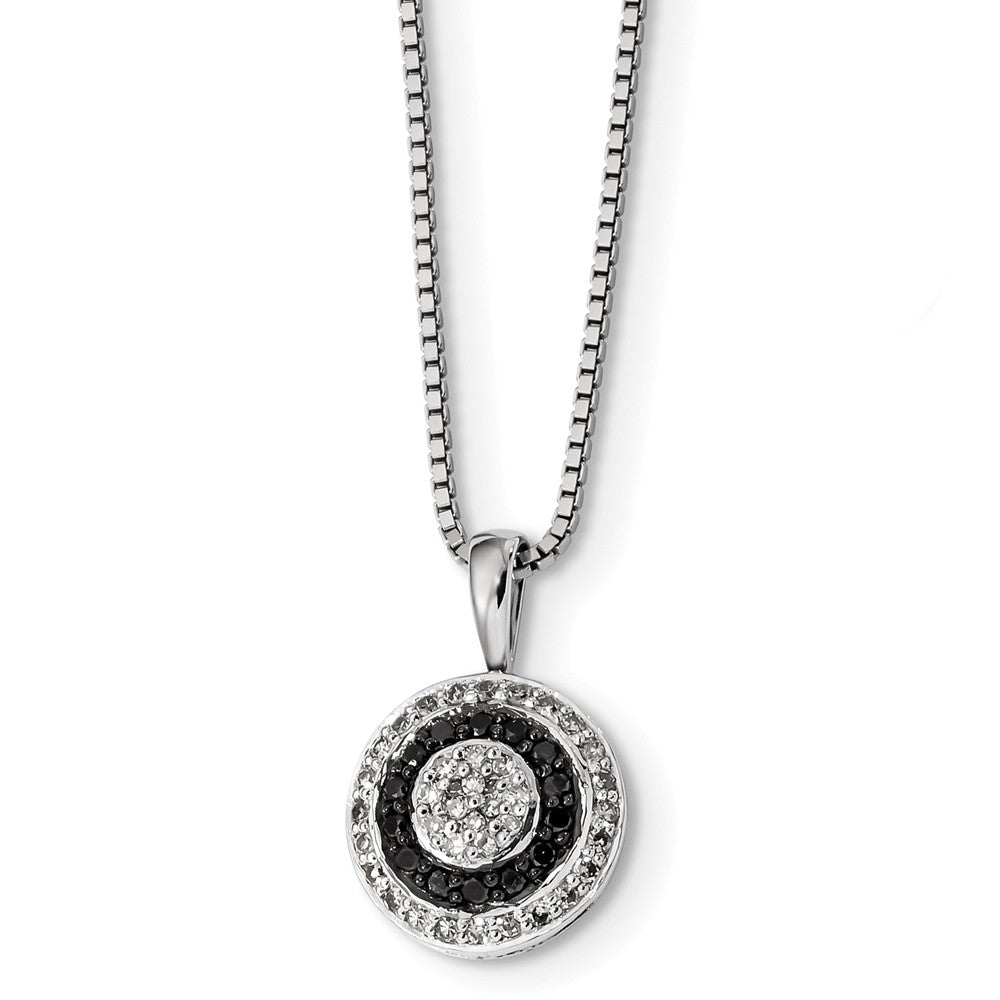 1/3 Ctw White & Black Diamond 13mm Circle Necklace in Sterling Silver, Item N10804 by The Black Bow Jewelry Co.