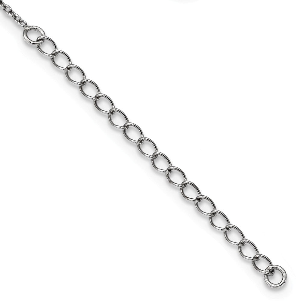 Alternate view of the Black &amp; White Diamond 11mm Swirl Circle Necklace in Sterling Silver by The Black Bow Jewelry Co.