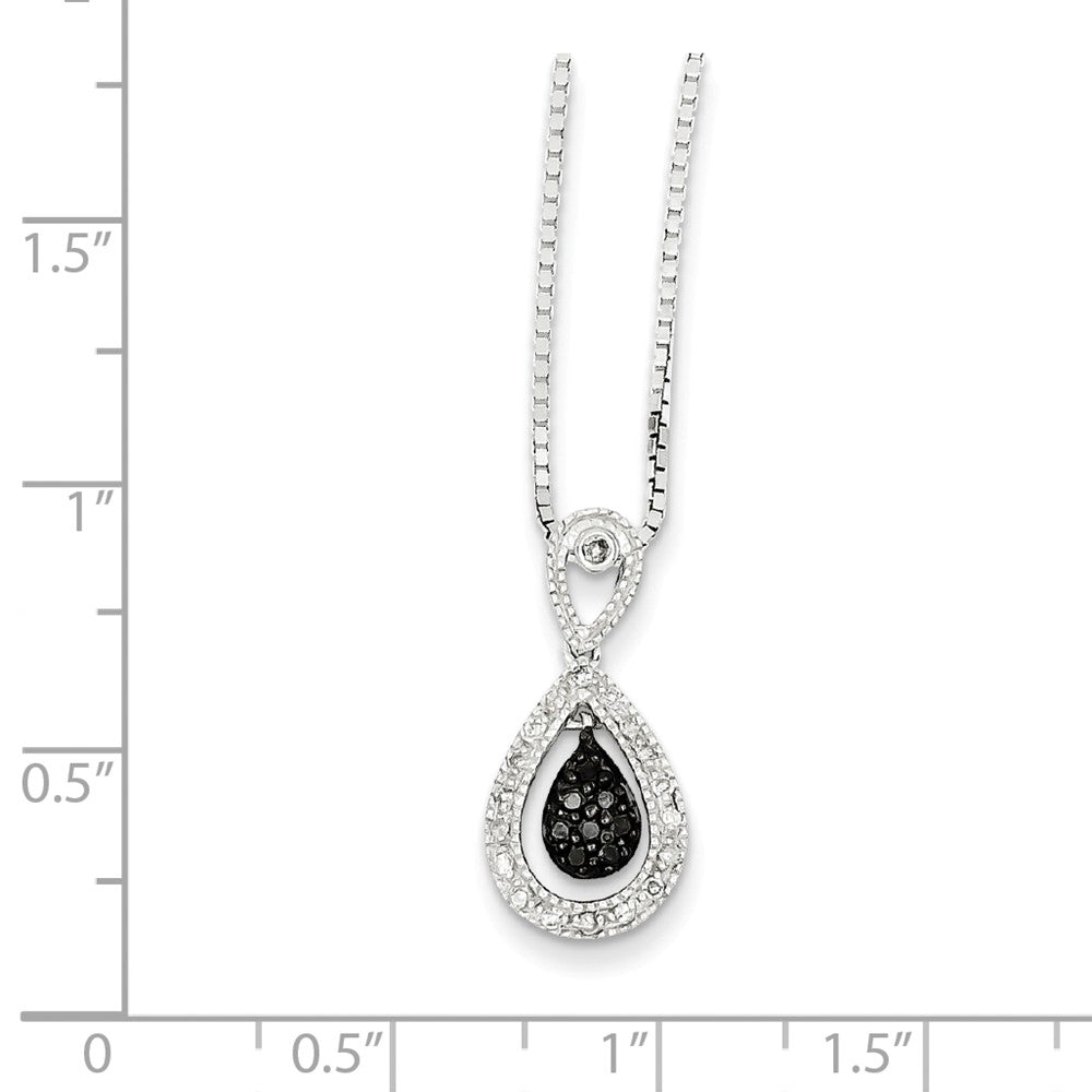 Alternate view of the White &amp; Black Diamond Teardrop Necklace in Sterling Silver by The Black Bow Jewelry Co.