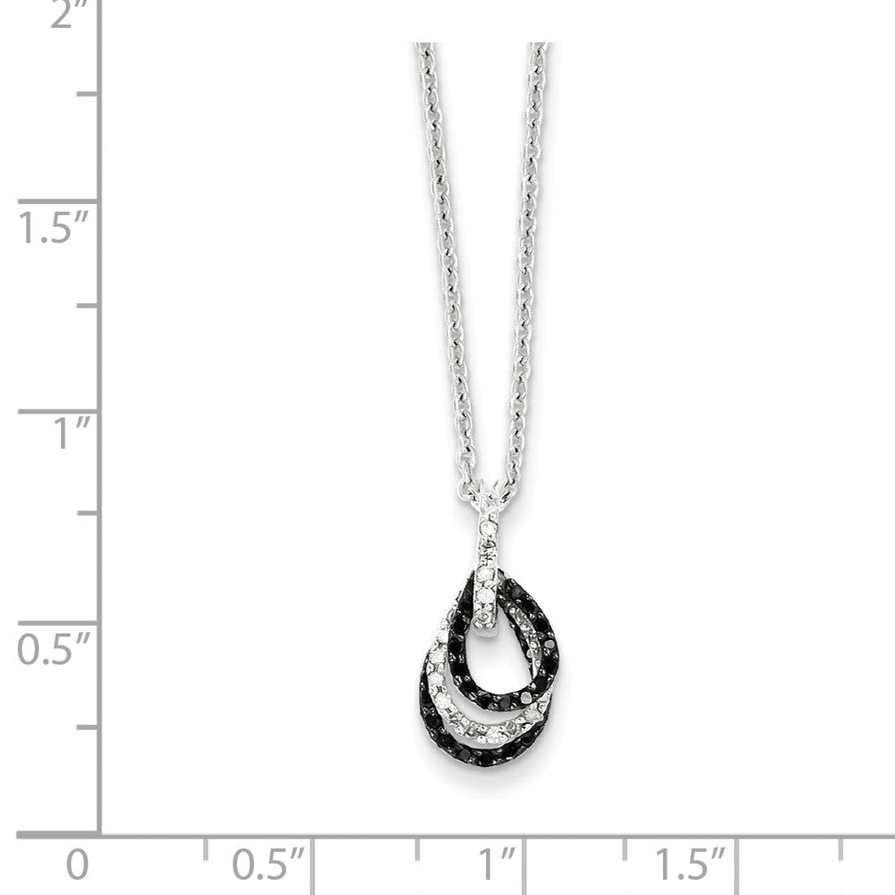 Alternate view of the Black &amp; White Diamond Tiny Triple Teardrop Necklace in Sterling Silver by The Black Bow Jewelry Co.