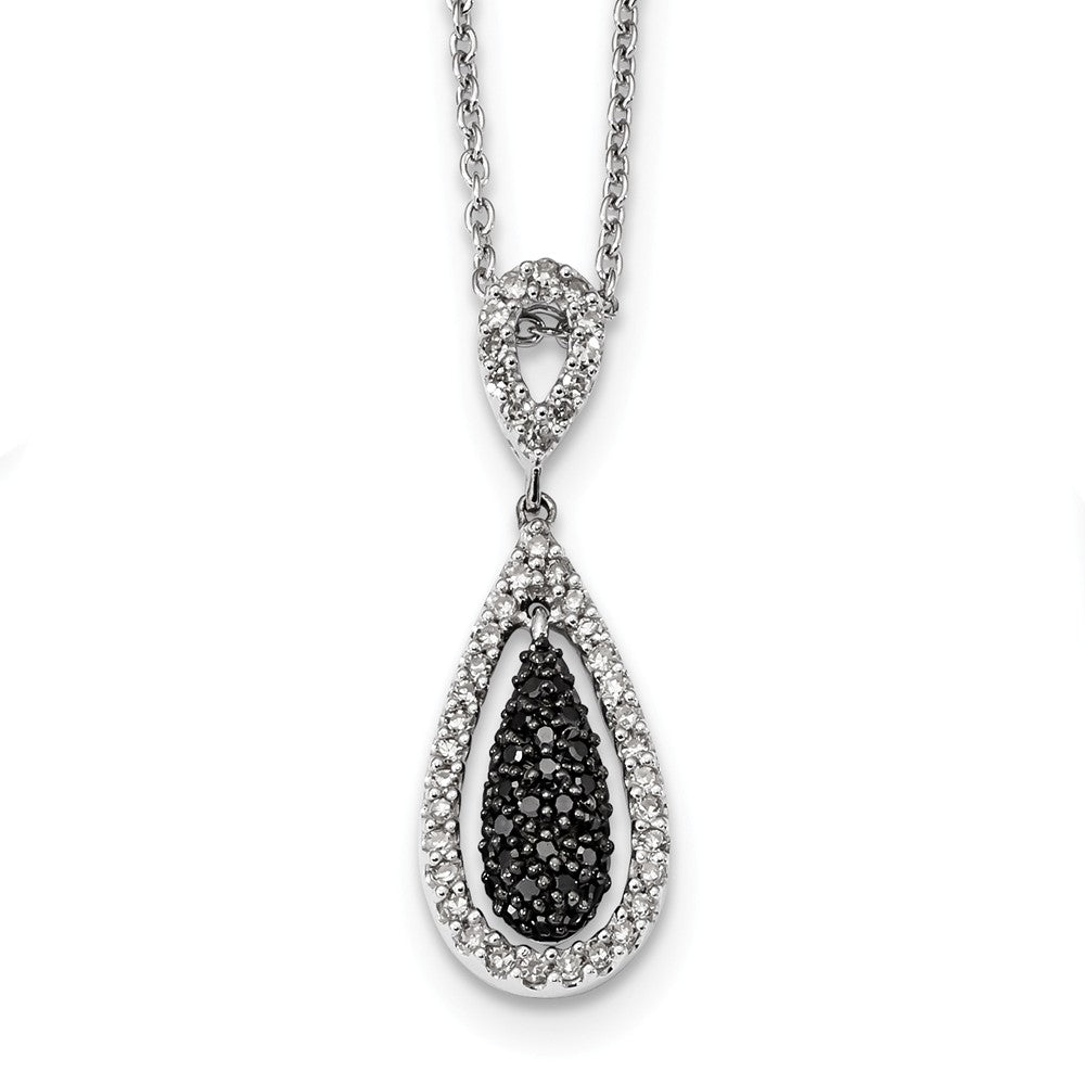 1/2 Cttw Black & White Diamond Teardrop Necklace in Sterling Silver, Item N10834 by The Black Bow Jewelry Co.