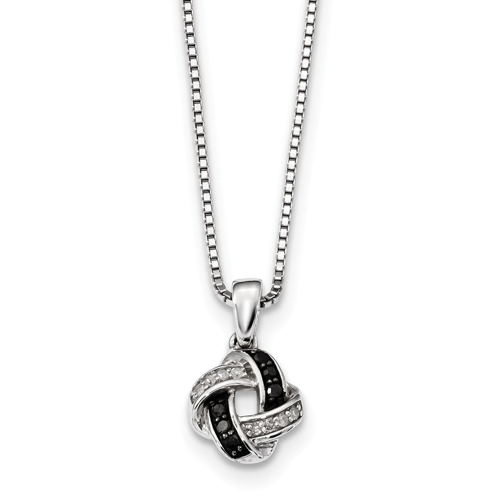 Black &amp; White Diamond 10mm Knot Necklace in Sterling Silver, Item N10836 by The Black Bow Jewelry Co.