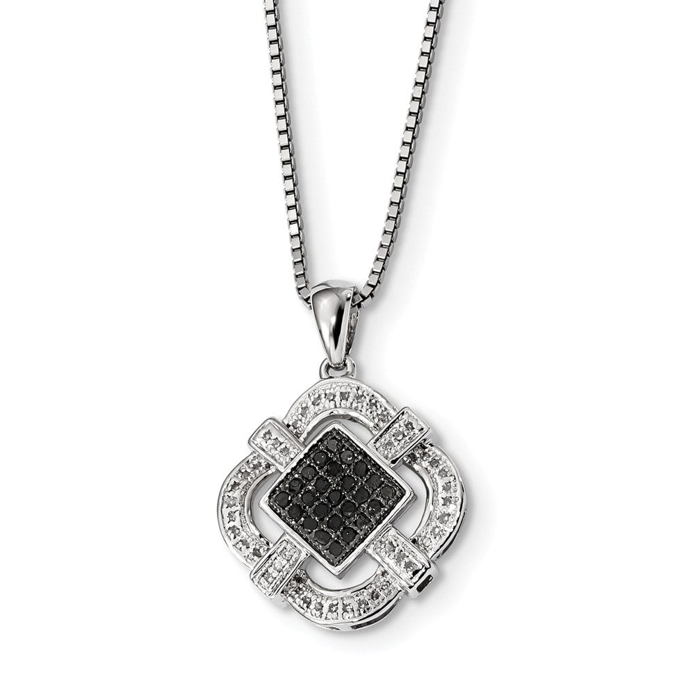 1/3 Cttw Black & White Diamond Rhombus Necklace in Sterling Silver, Item N10849 by The Black Bow Jewelry Co.