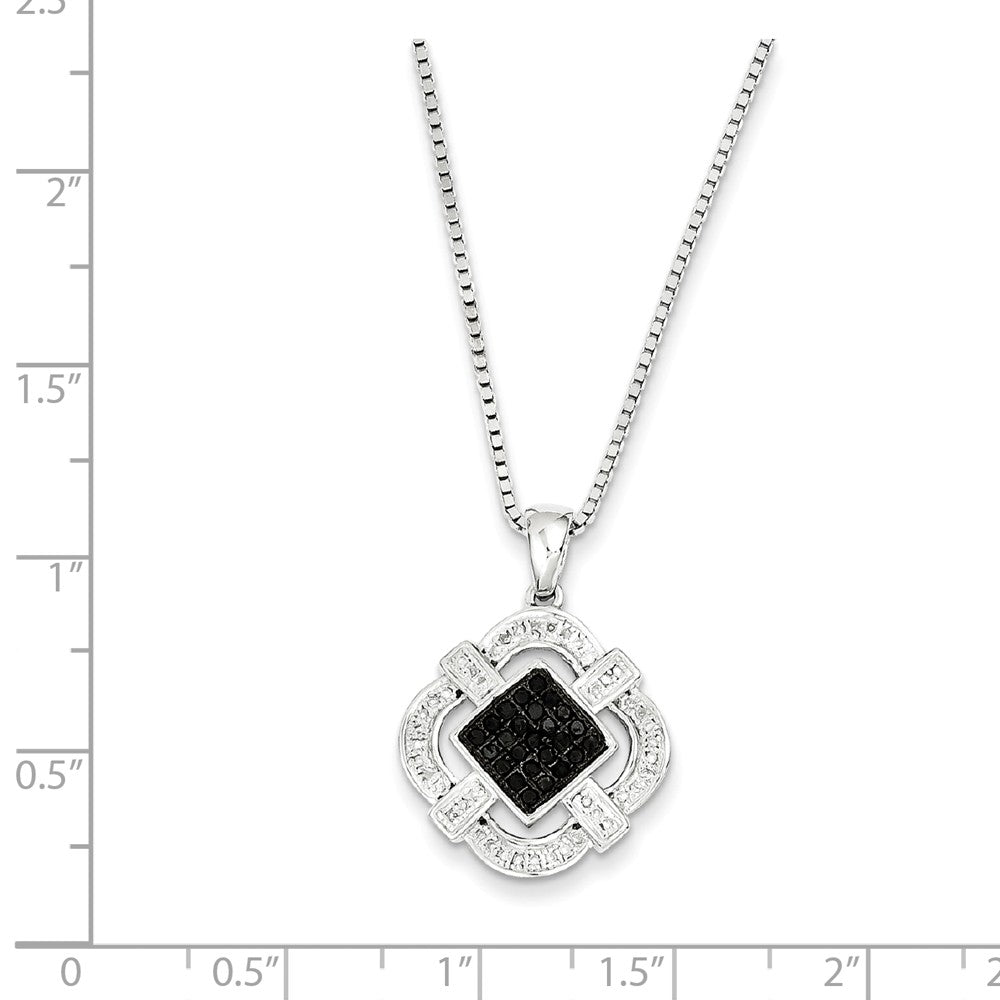 Alternate view of the 1/3 Cttw Black &amp; White Diamond Rhombus Necklace in Sterling Silver by The Black Bow Jewelry Co.
