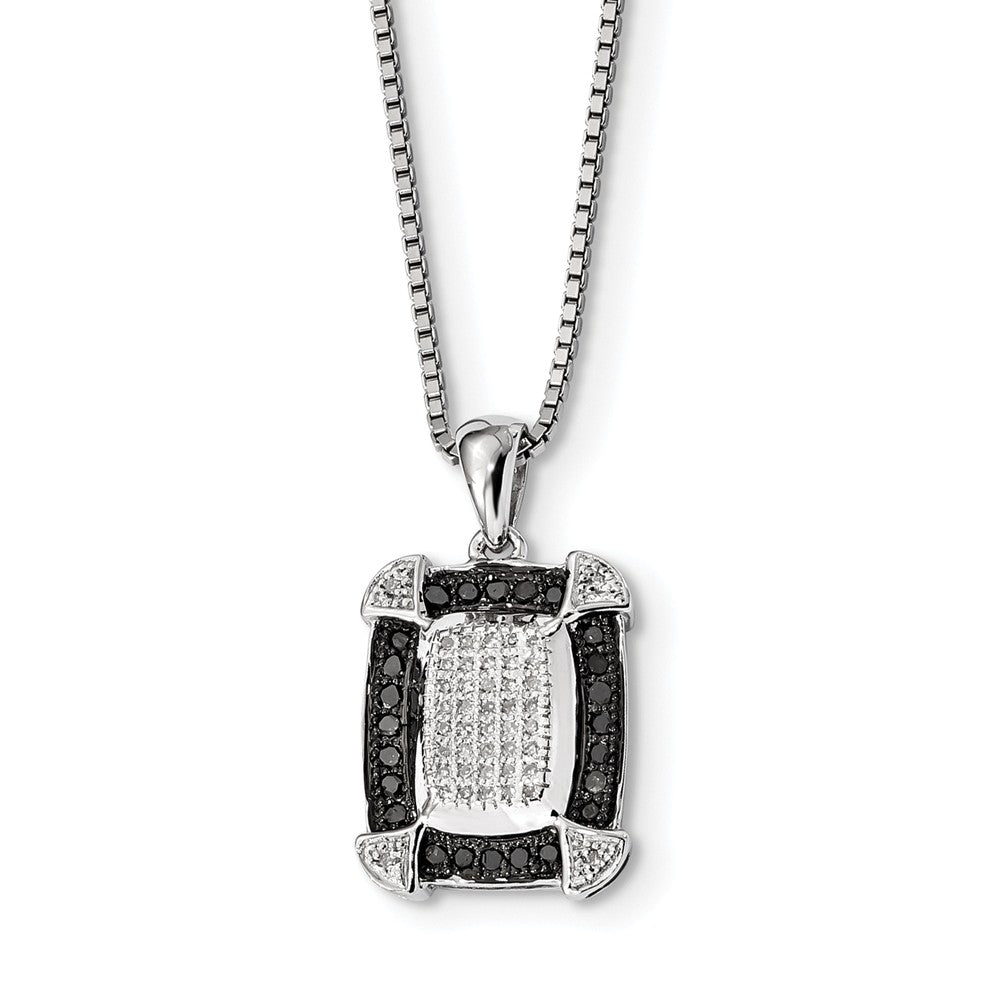 1/3 Cttw Black & White Diamond Rectangle Necklace in Sterling Silver, Item N10850 by The Black Bow Jewelry Co.
