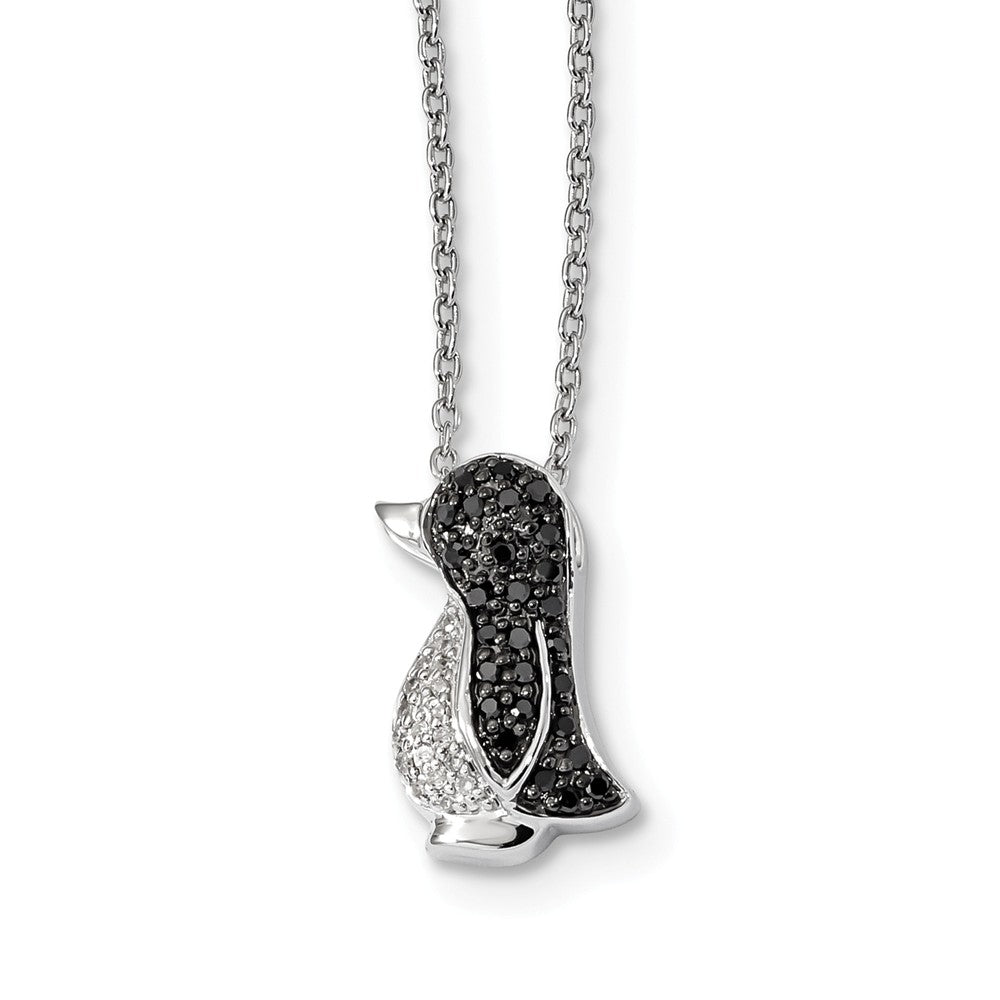 1/5 Cttw Black &amp; White Diamond Penguin Necklace in Sterling Silver, Item N10854 by The Black Bow Jewelry Co.
