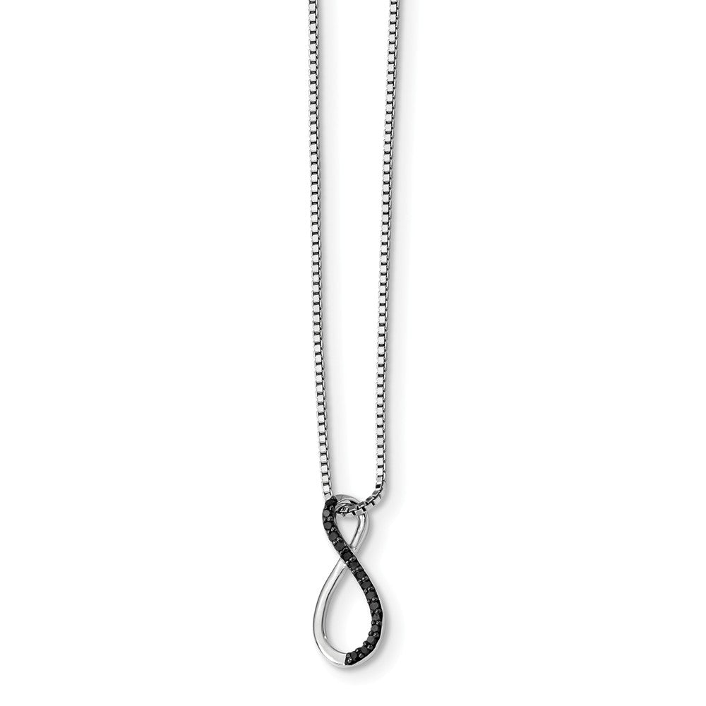 Black Diamond Figure 8 Necklace in Rhodium Plated Sterling Silver, Item N10861 by The Black Bow Jewelry Co.
