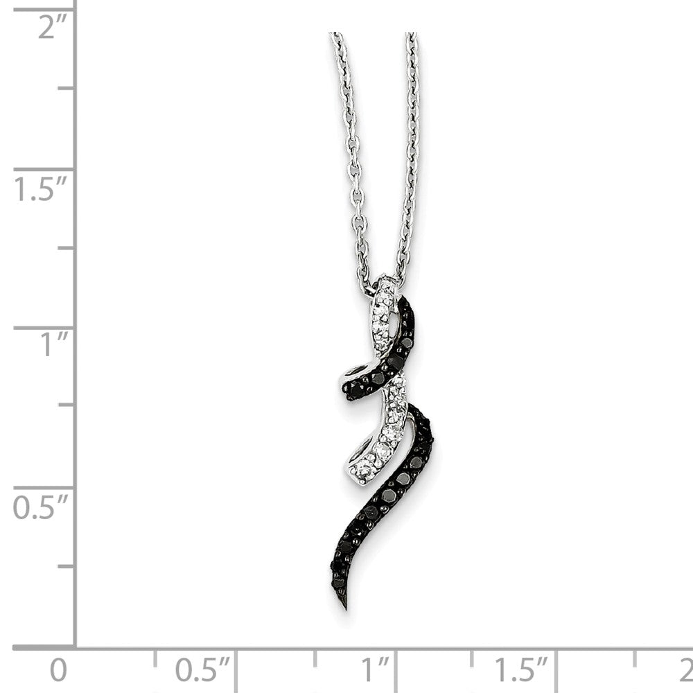 Alternate view of the 1/3 Cttw Black &amp; White Diamond Spiral Necklace in Sterling Silver by The Black Bow Jewelry Co.