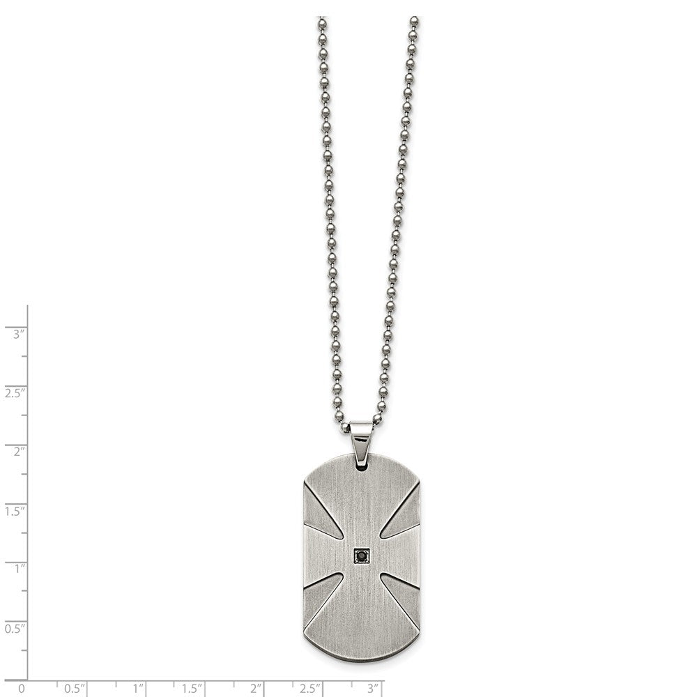 Alternate view of the Stainless Steel &amp; Black Diamond Brushed Dog Tag Necklace, 24 Inch by The Black Bow Jewelry Co.