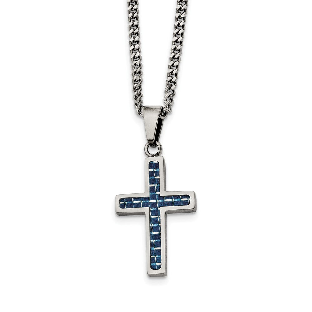 Carbon fiber store cross necklace