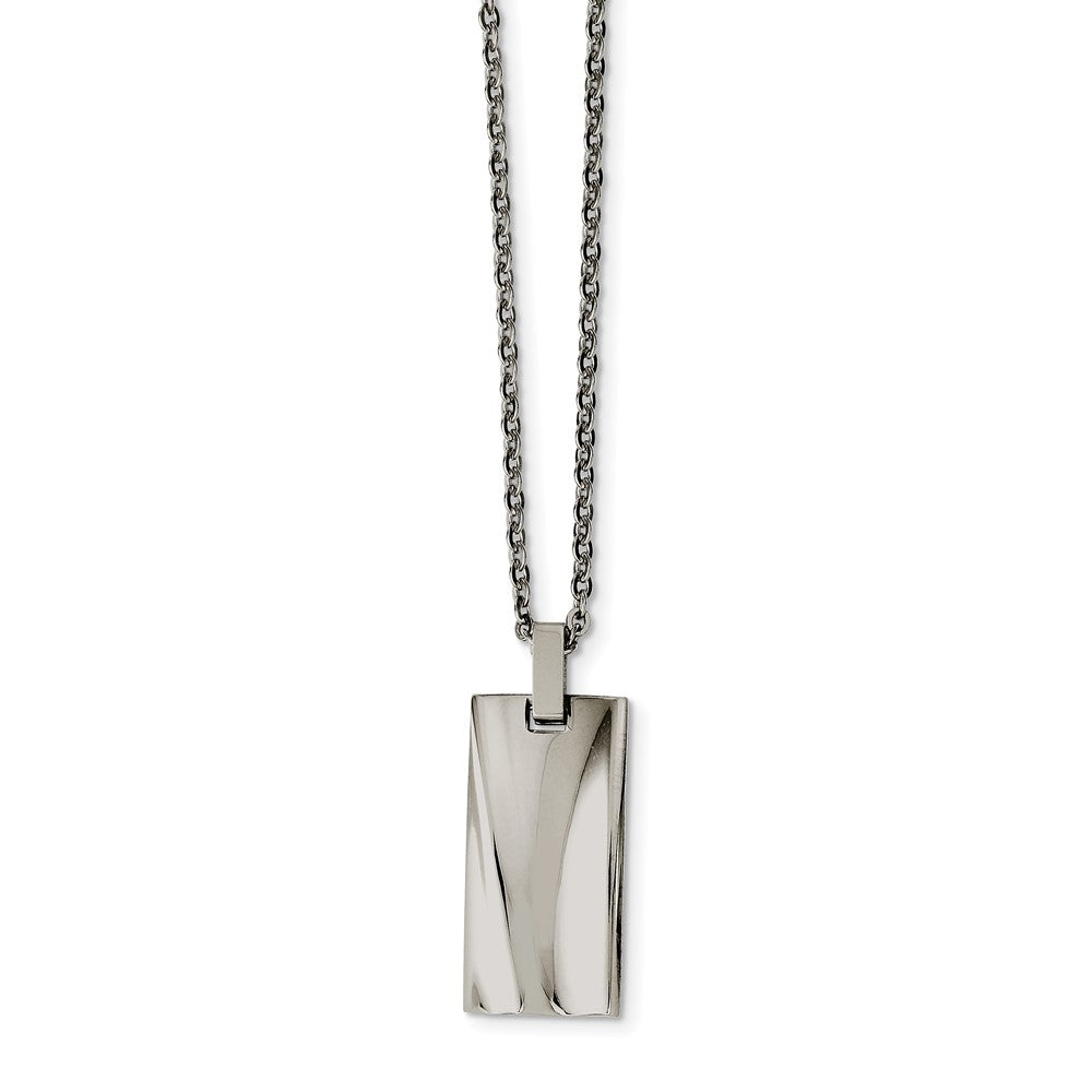 Concave Rectangle Polished Stainless Steel Necklace, 22 Inch, Item N10894 by The Black Bow Jewelry Co.