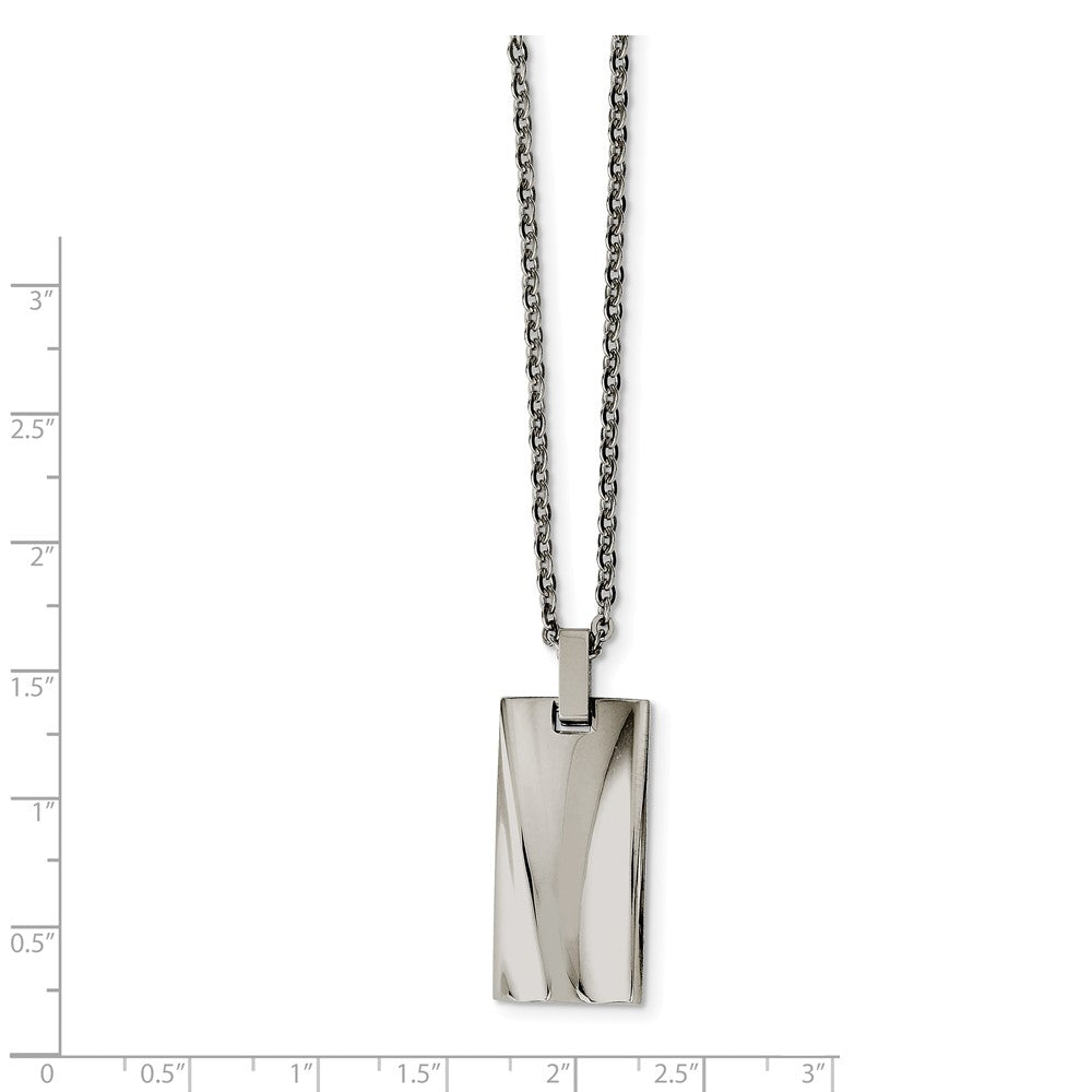 Alternate view of the Concave Rectangle Polished Stainless Steel Necklace, 22 Inch by The Black Bow Jewelry Co.