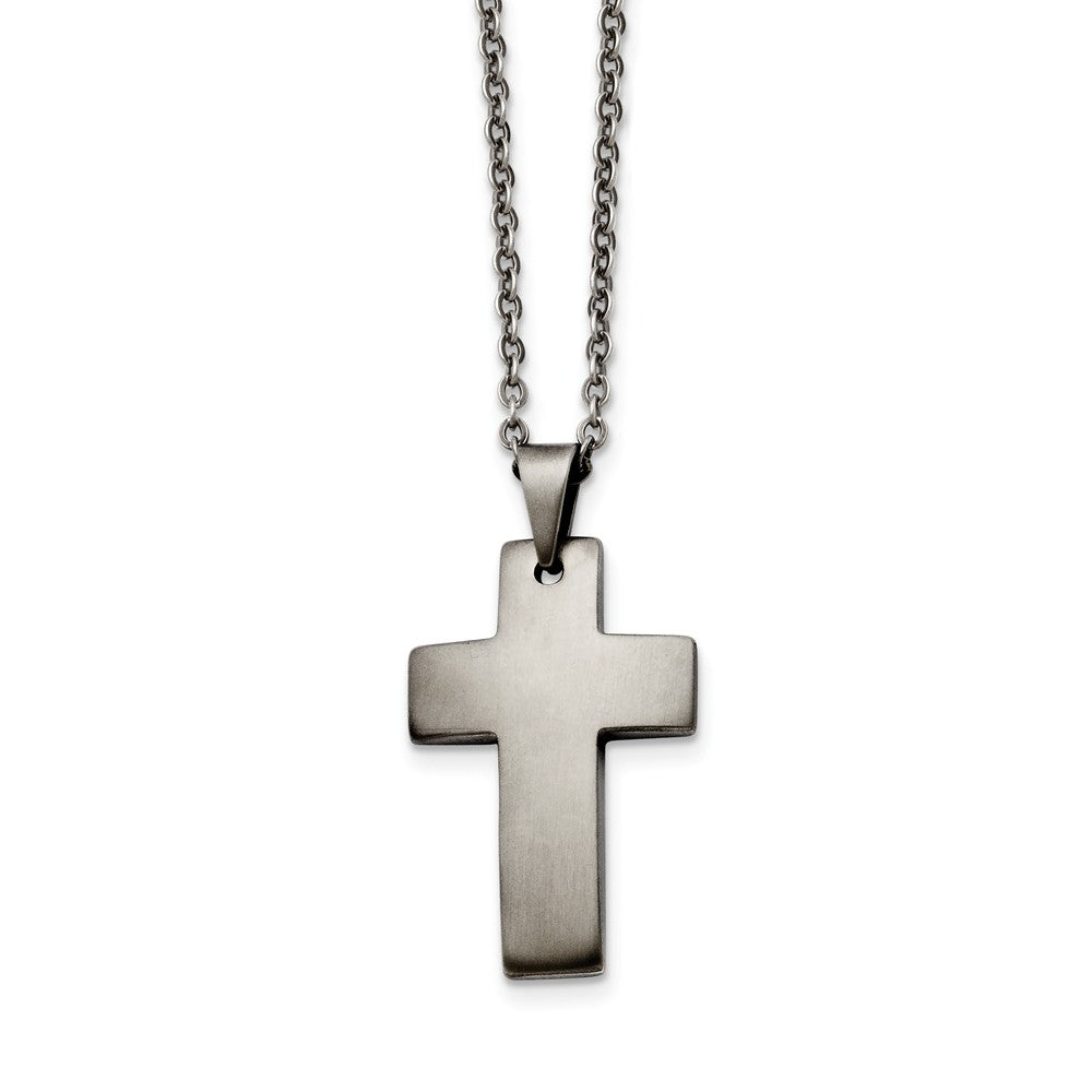 Men&#39;s Brushed Stainless Steel Latin Cross Necklace, 20 Inch, Item N10895 by The Black Bow Jewelry Co.
