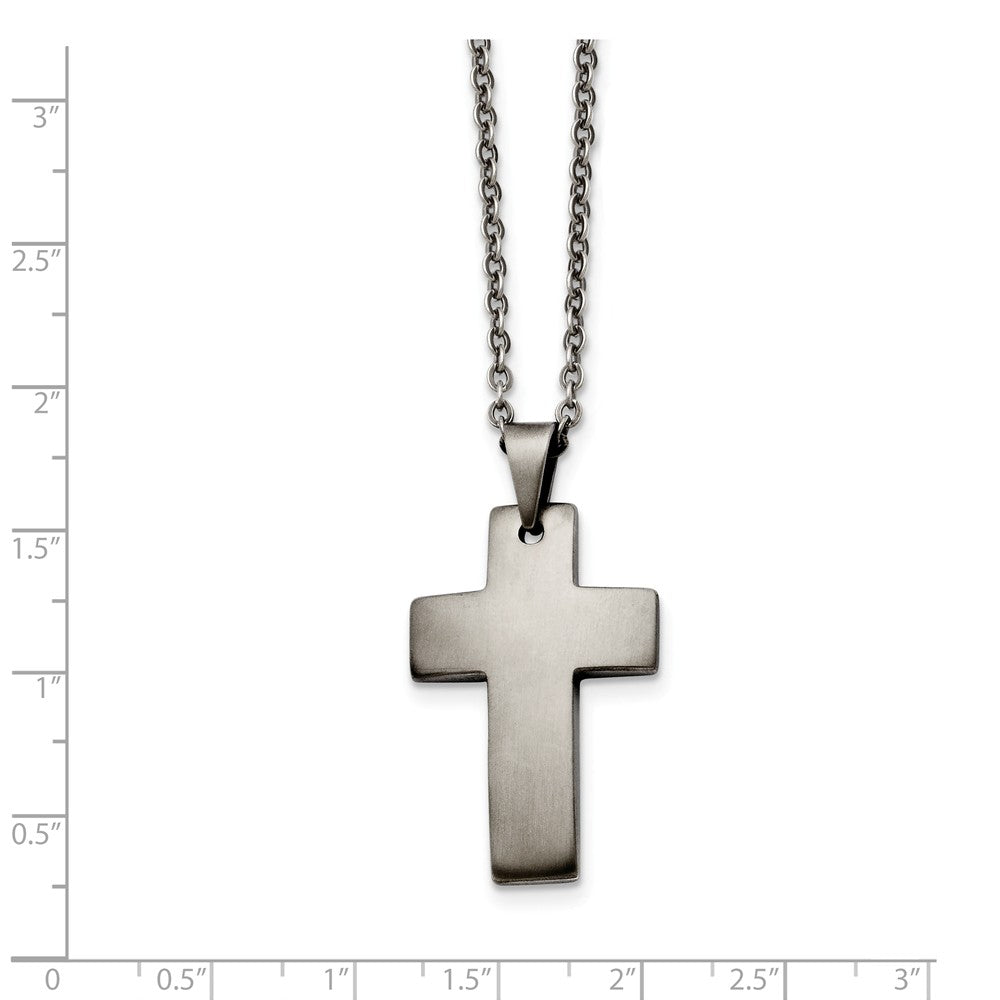 Alternate view of the Men&#39;s Brushed Stainless Steel Latin Cross Necklace, 20 Inch by The Black Bow Jewelry Co.