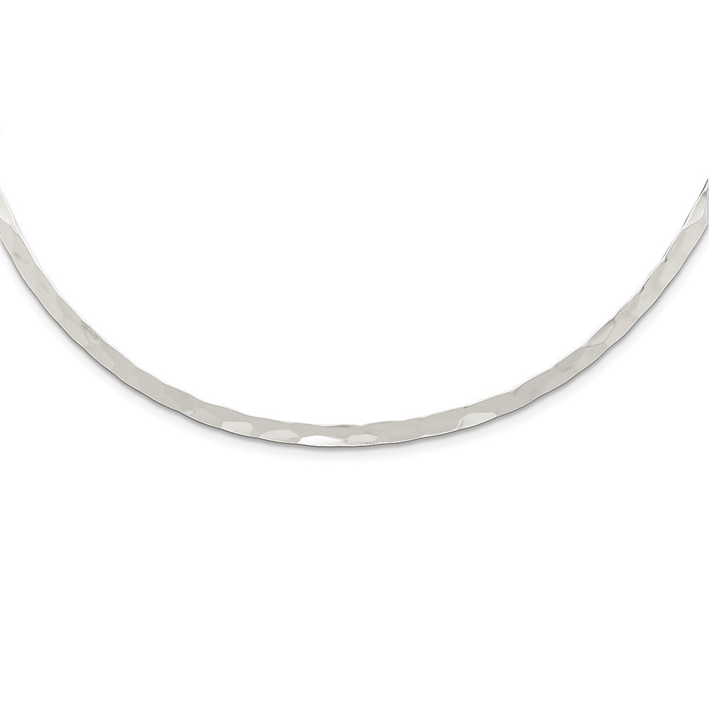 3.5mm Sterling Silver Hammered Slip On Neck Collar, 14 Inch, Item N10908 by The Black Bow Jewelry Co.