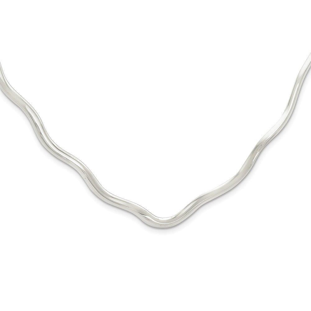 3mm Sterling Silver Wavy V-Shape Slip On Neck Collar, 14 Inch, Item N10911 by The Black Bow Jewelry Co.