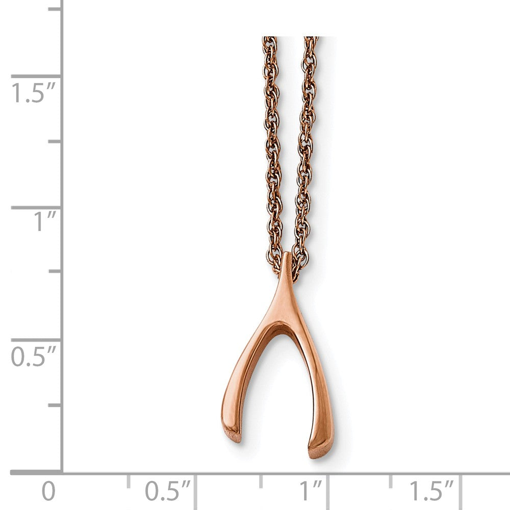 Alternate view of the Rose Gold Tone Plated Stainless Steel Wishbone Necklace, 16 Inch by The Black Bow Jewelry Co.