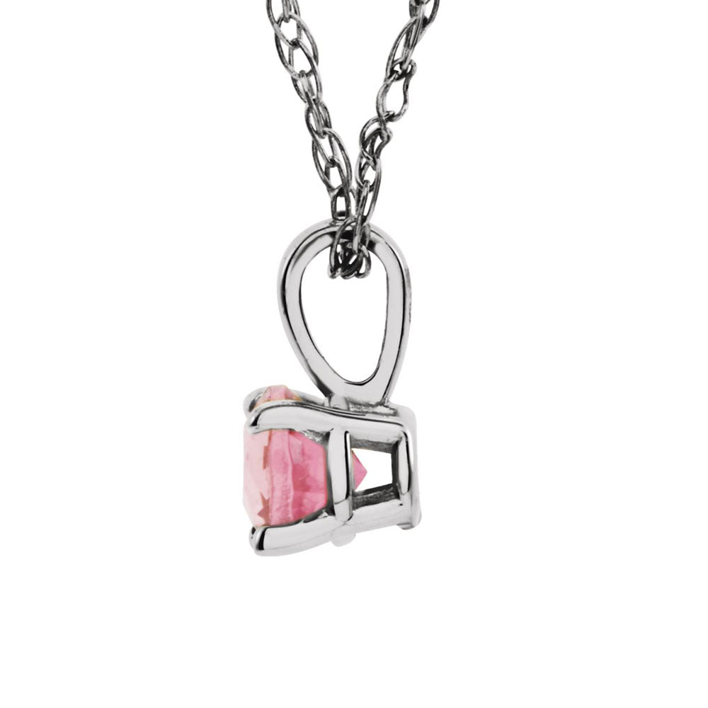 Alternate view of the Youth 3mm Round Pink Tourmaline Necklace in 14k White Gold, 14 Inch by The Black Bow Jewelry Co.