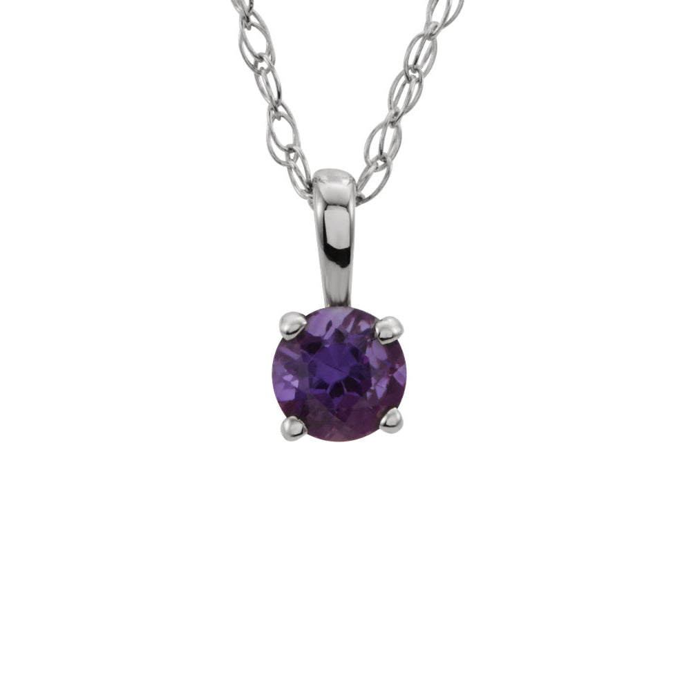 Youth 3mm Round Amethyst Necklace in 14k White Gold, 14 Inch, Item N10934 by The Black Bow Jewelry Co.