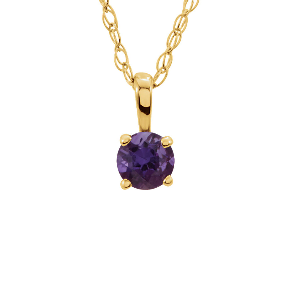 Youth 3mm Round Amethyst Necklace in 14k Yellow Gold, 14 Inch, Item N10935 by The Black Bow Jewelry Co.
