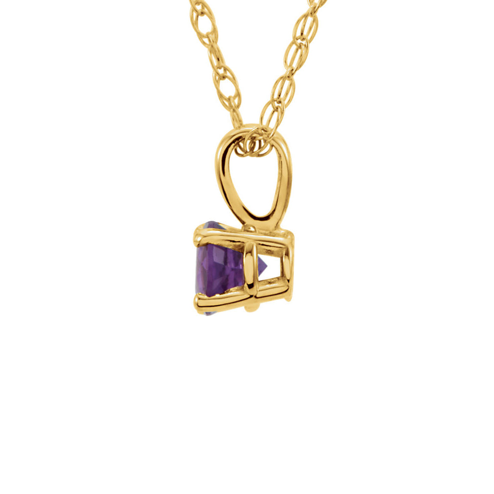 Alternate view of the Youth 3mm Round Amethyst Necklace in 14k Yellow Gold, 14 Inch by The Black Bow Jewelry Co.