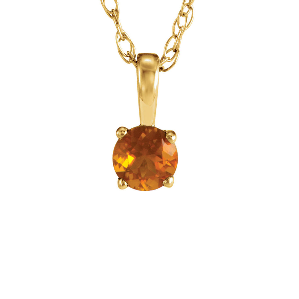 Youth 3mm Round Citrine Necklace in 14k Yellow Gold, 14 Inch, Item N10947 by The Black Bow Jewelry Co.