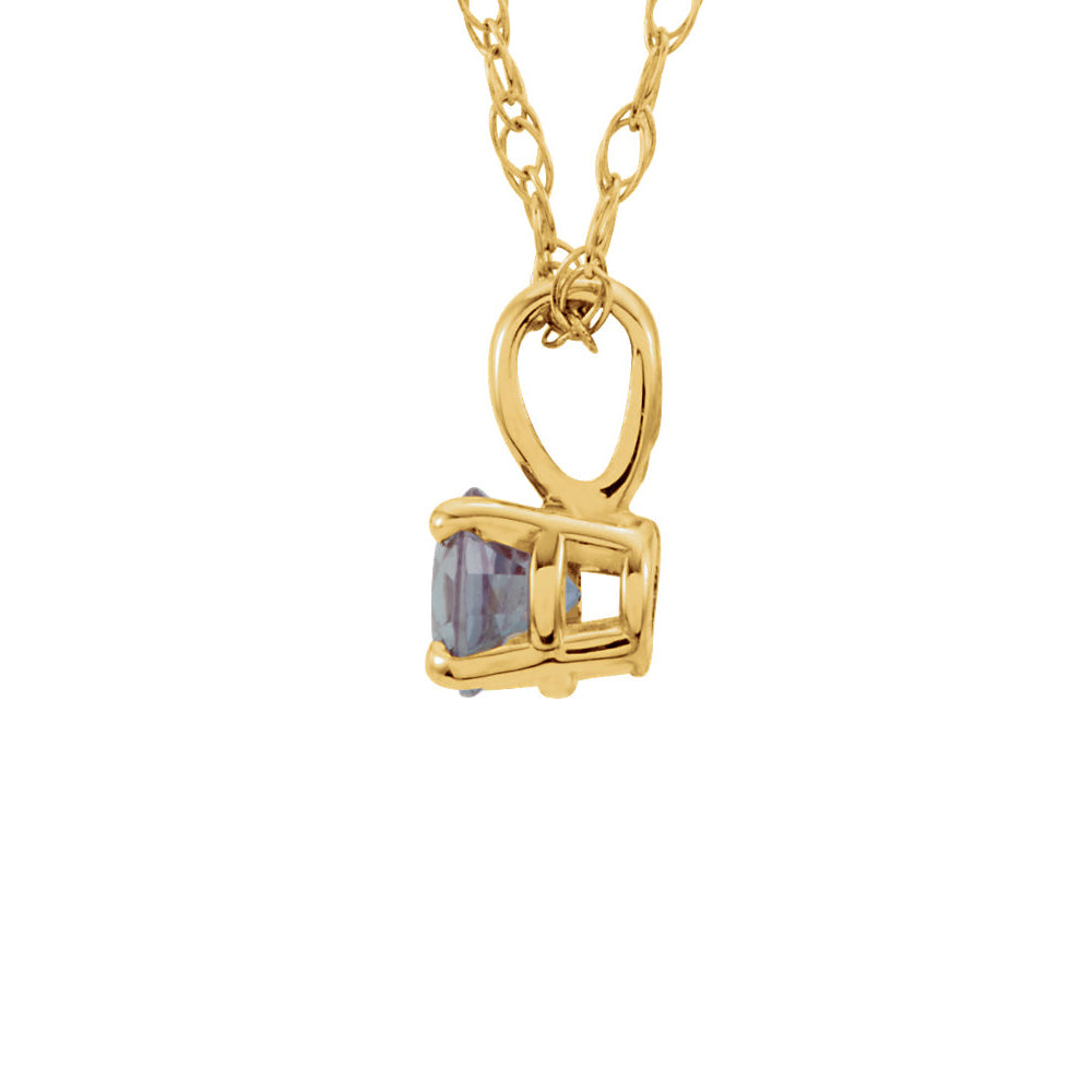 Alternate view of the Youth 3mm Round Created Alexandrite 14k Yellow Gold Necklace, 14 Inch by The Black Bow Jewelry Co.