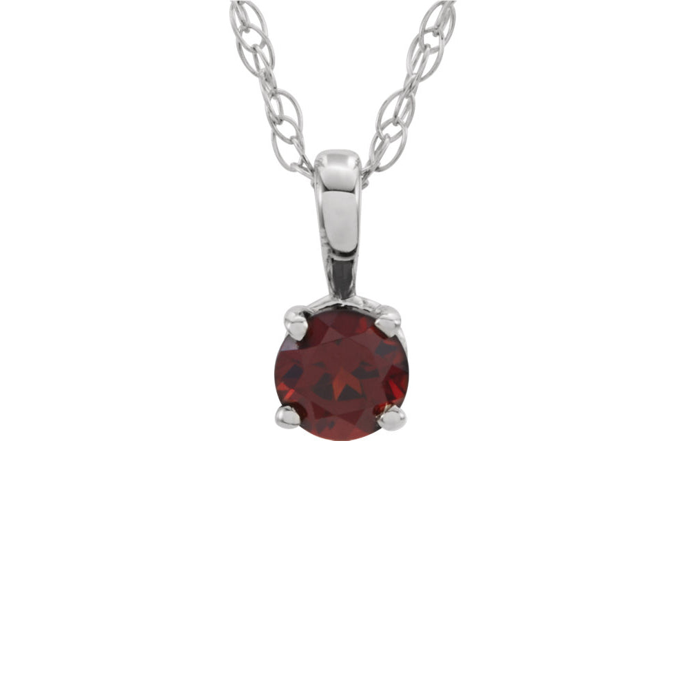 Youth 3mm Round Mozambique Garnet Necklace in 14k White Gold, 14 Inch, Item N10949 by The Black Bow Jewelry Co.