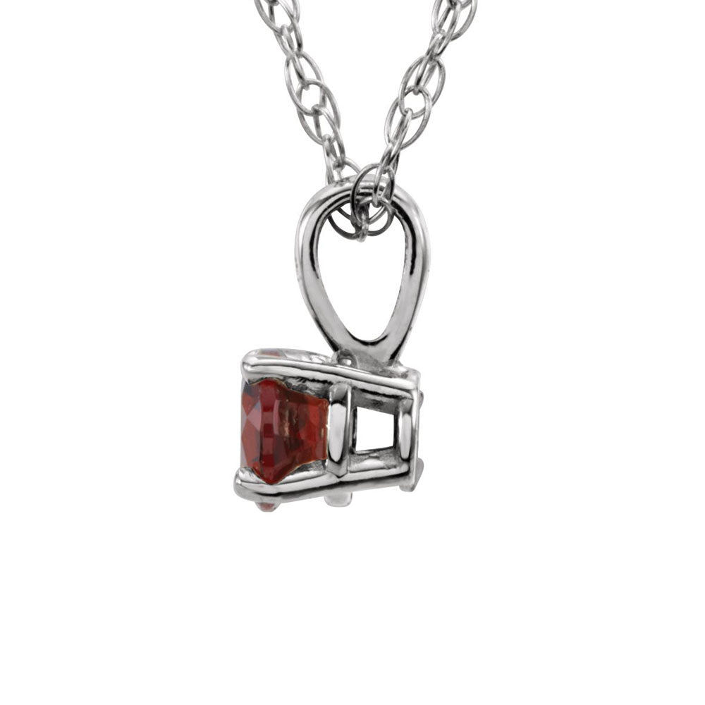 Alternate view of the Youth 3mm Round Mozambique Garnet Necklace in 14k White Gold, 14 Inch by The Black Bow Jewelry Co.