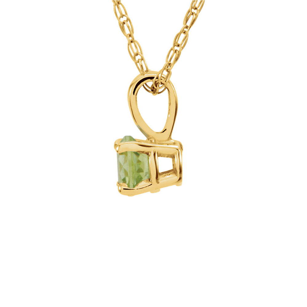 Alternate view of the Youth 3mm Round Peridot Necklace in 14k Yellow Gold, 14 Inch by The Black Bow Jewelry Co.