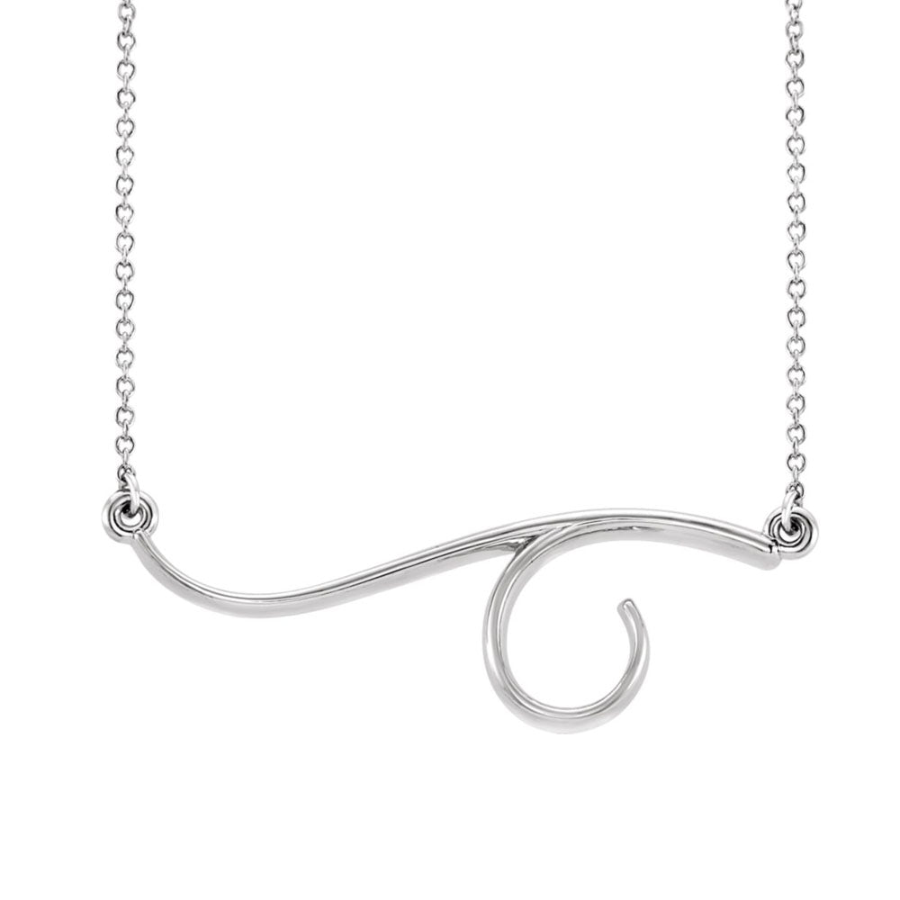 Freeform Bar Necklace in 14k White Gold, 16 Inch, Item N10963 by The Black Bow Jewelry Co.