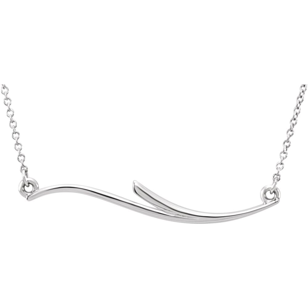 Freeform Bar Necklace in 14k White Gold, 17.5 Inch, Item N10964 by The Black Bow Jewelry Co.