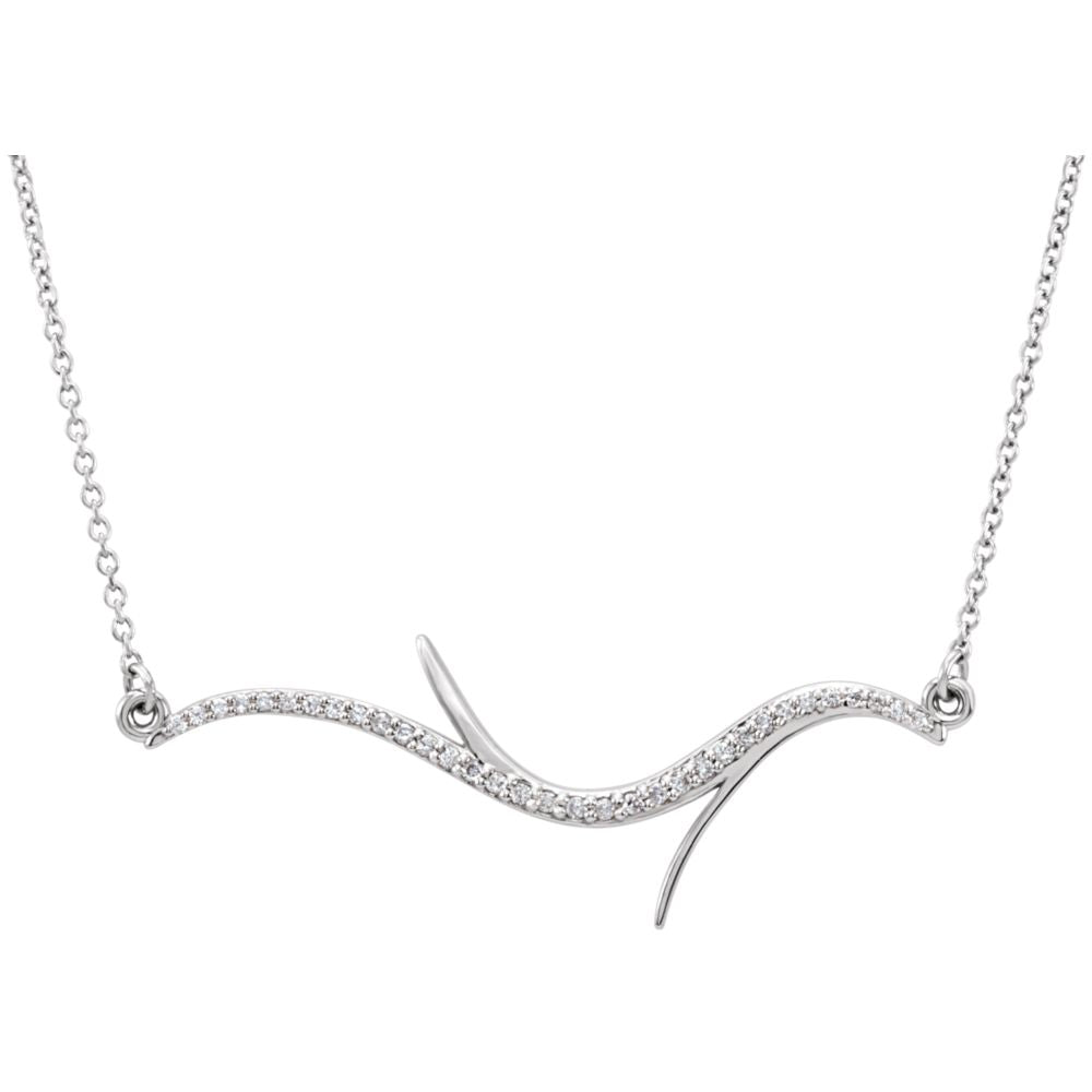 1/8 Ctw Diamond Freeform Bar Necklace in 14k White Gold, 18 Inch, Item N10966 by The Black Bow Jewelry Co.