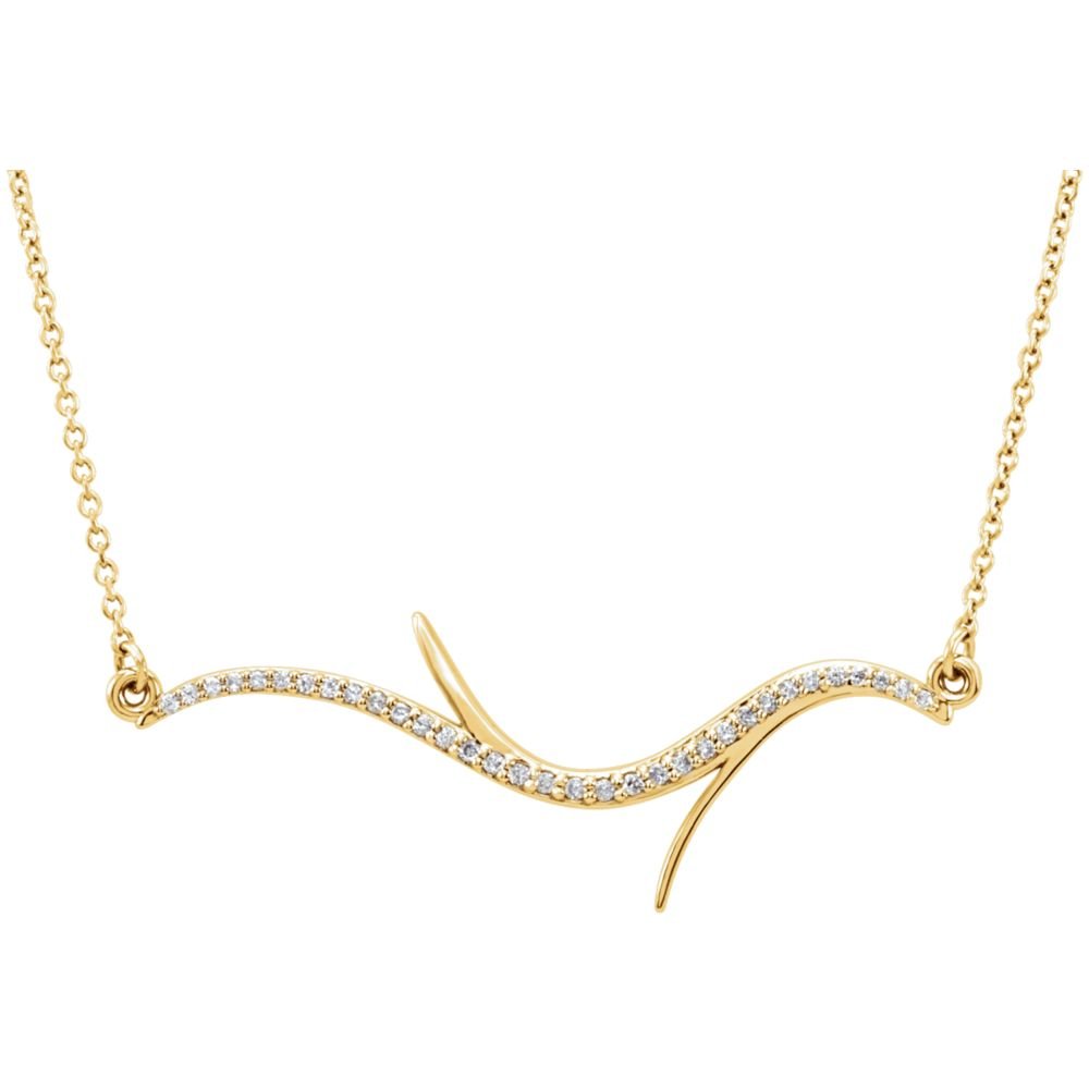 1/8 Ctw Diamond Freeform Bar Necklace in 14k Yellow Gold, 18 Inch, Item N10967 by The Black Bow Jewelry Co.