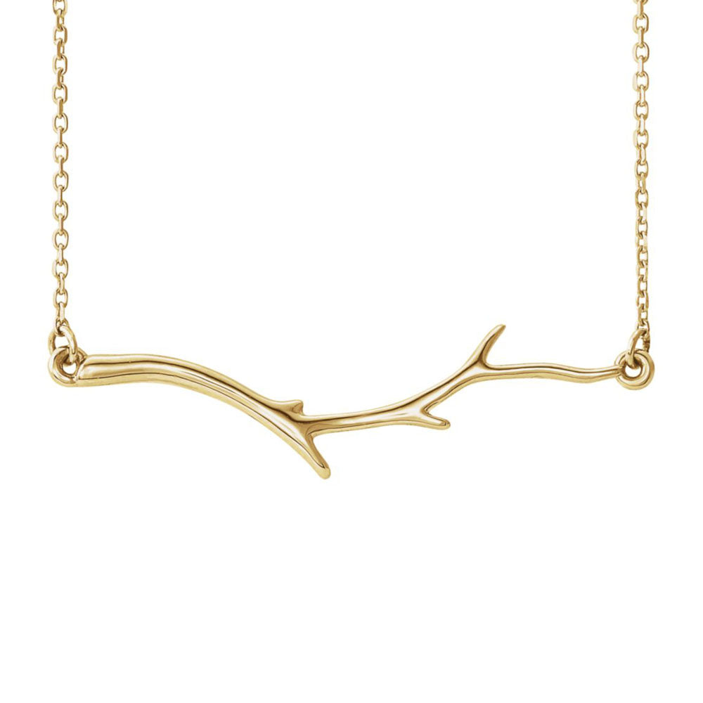 Polished Branch Necklace in 14k Yellow Gold, 18 Inch, Item N10968 by The Black Bow Jewelry Co.