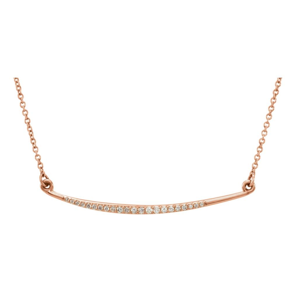 1/8 Ctw Diamond Curved Bar Necklace in 14k Rose Gold, 16 Inch, Item N10969 by The Black Bow Jewelry Co.
