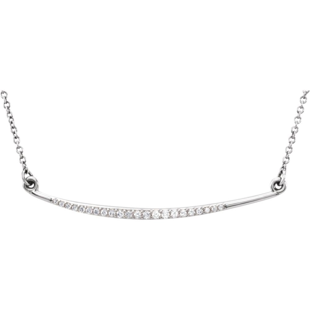 1/8 Ctw Diamond Curved Bar Necklace in 14k White Gold, 16 Inch, Item N10970 by The Black Bow Jewelry Co.