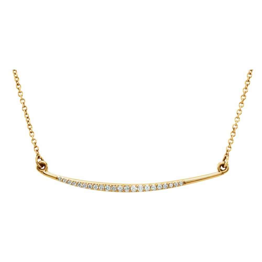 1/8 Ctw Diamond Curved Bar Necklace in 14k Yellow Gold, 16 Inch, Item N10971 by The Black Bow Jewelry Co.