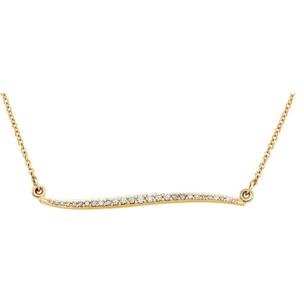 1/6 Ctw Diamond Curved Bar Necklace in 14k Yellow Gold, 17.5 Inch, Item N10973 by The Black Bow Jewelry Co.