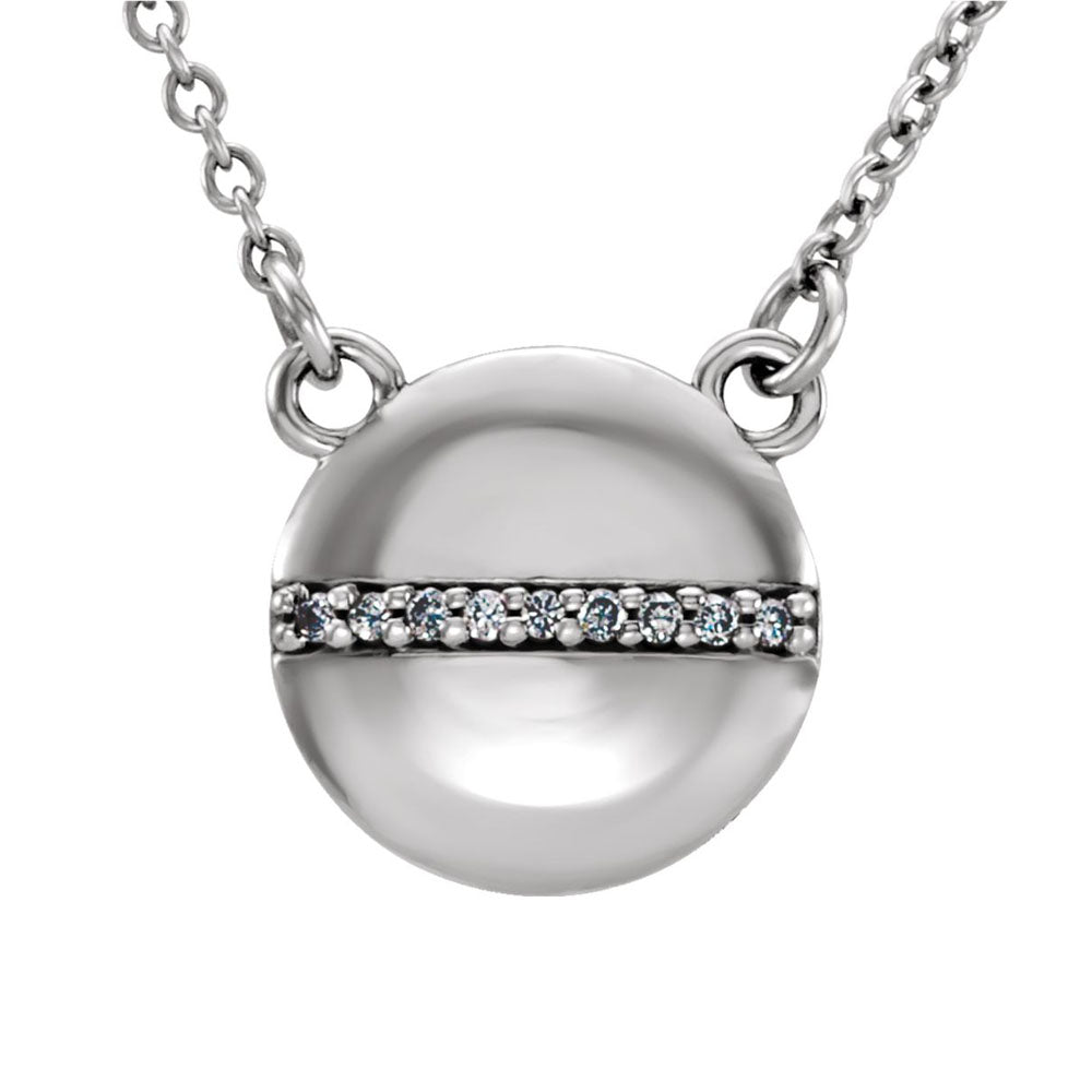 .025 Ctw Diamond 10mm Circle Necklace in 14k White Gold, 16 Inch, Item N10975 by The Black Bow Jewelry Co.