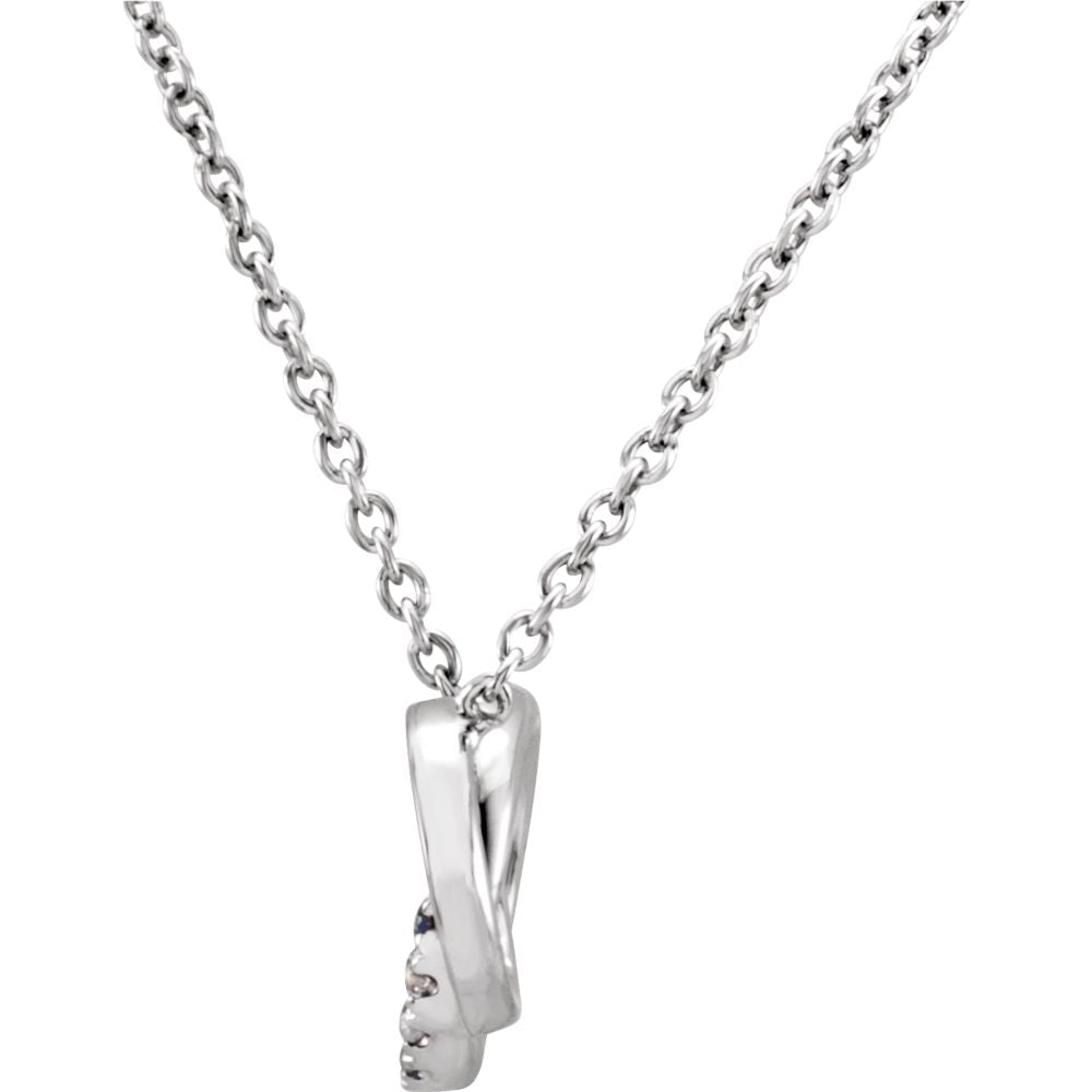 Alternate view of the .06 Ctw Diamond Double Circle Necklace in 14k White Gold, 18 Inch by The Black Bow Jewelry Co.