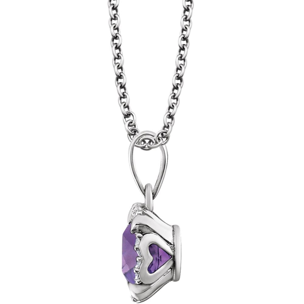 Alternate view of the Cushion Amethyst &amp; Diamond Necklace in 14k White Gold, 18 Inch by The Black Bow Jewelry Co.