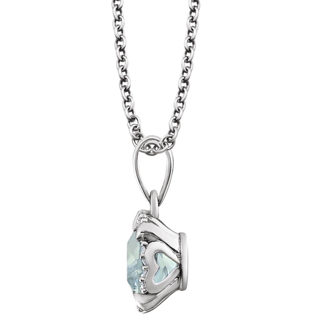 Alternate view of the Cushion Aquamarine &amp; Diamond Necklace in 14k White Gold, 18 Inch by The Black Bow Jewelry Co.