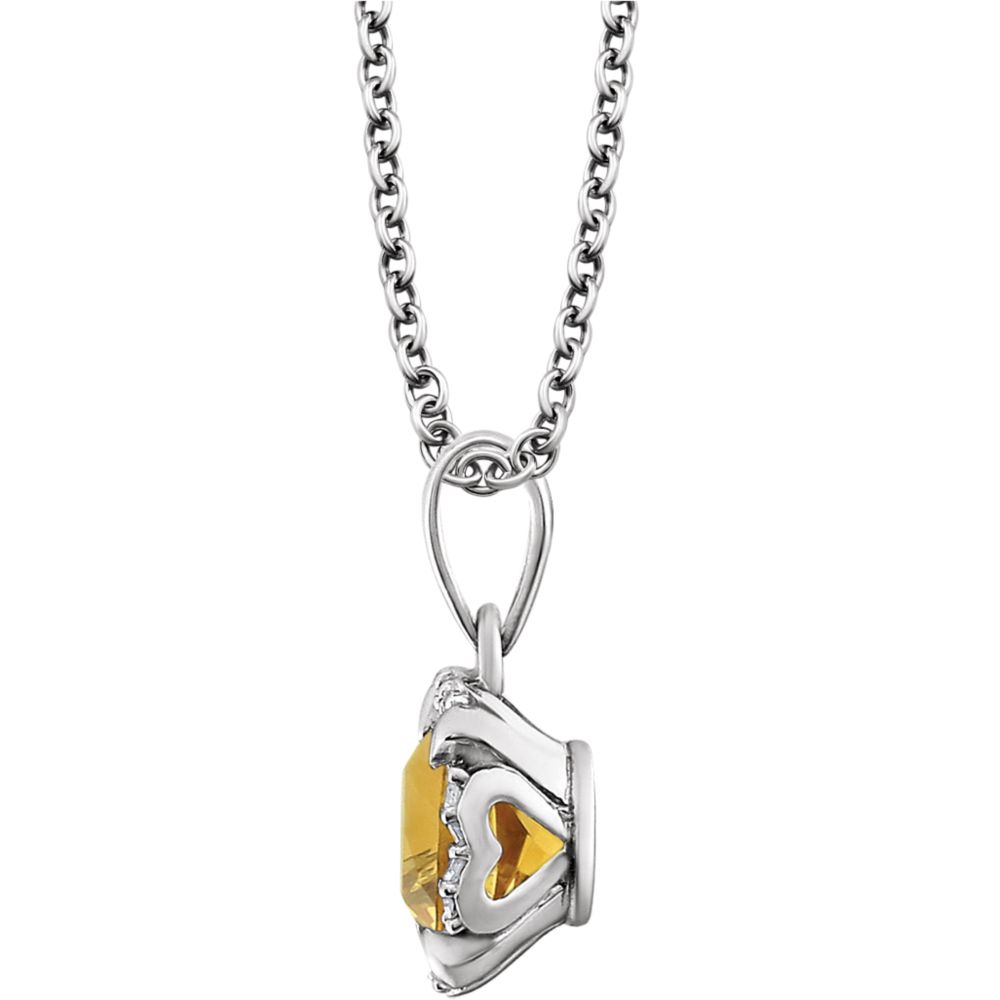 Alternate view of the Cushion Citrine &amp; Diamond Necklace in 14k White Gold, 18 Inch by The Black Bow Jewelry Co.