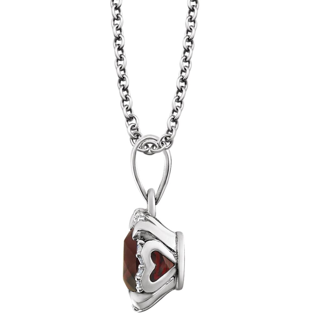 Alternate view of the Cushion Mozambique Garnet &amp; Diamond 14k White Gold Necklace, 18 Inch by The Black Bow Jewelry Co.