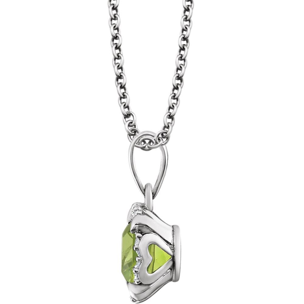 Alternate view of the Cushion Peridot &amp; Diamond Necklace in 14k White Gold, 18 Inch by The Black Bow Jewelry Co.